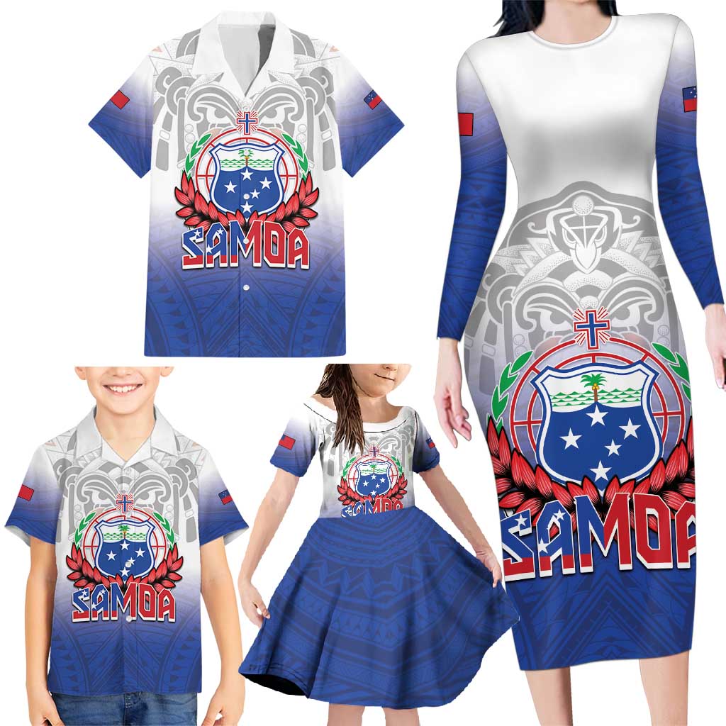 Custom Samoa Rugby 2024 Pacific Family Matching Long Sleeve Bodycon Dress and Hawaiian Shirt Go Manu Samoa LT05 - Polynesian Pride
