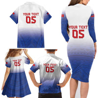 Custom Samoa Rugby 2024 Pacific Family Matching Long Sleeve Bodycon Dress and Hawaiian Shirt Go Manu Samoa LT05 - Polynesian Pride