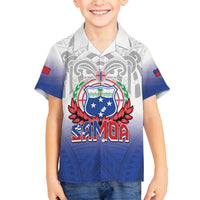 Custom Samoa Rugby 2024 Pacific Family Matching Long Sleeve Bodycon Dress and Hawaiian Shirt Go Manu Samoa LT05 Son's Shirt Blue - Polynesian Pride