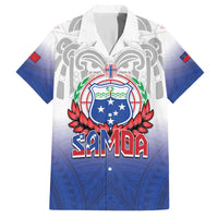 Custom Samoa Rugby 2024 Pacific Family Matching Off The Shoulder Long Sleeve Dress and Hawaiian Shirt Go Manu Samoa LT05 Dad's Shirt - Short Sleeve Blue - Polynesian Pride