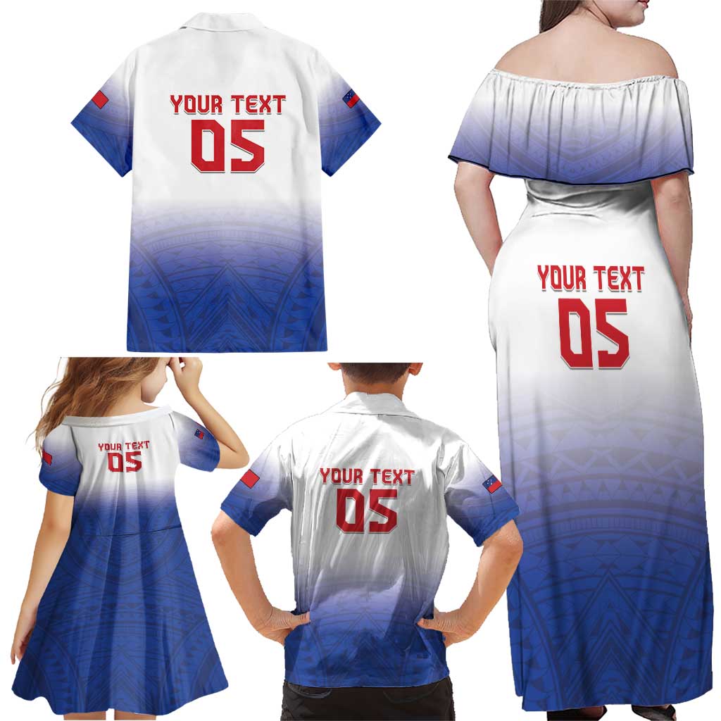 Custom Samoa Rugby 2024 Pacific Family Matching Off Shoulder Maxi Dress and Hawaiian Shirt Go Manu Samoa