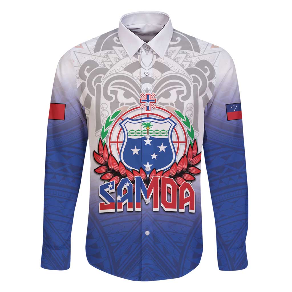 Custom Samoa Rugby 2024 Pacific Family Matching Short Sleeve Bodycon Dress and Hawaiian Shirt Go Manu Samoa LT05 Dad's Shirt - Long Sleeve Blue - Polynesian Pride