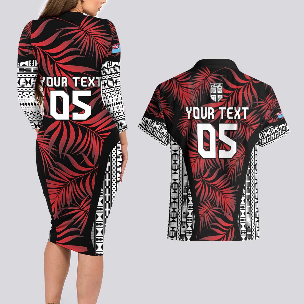 Custom Flying Fijians Rugby 2024 Pacific Couples Matching Long Sleeve Bodycon Dress and Hawaiian Shirt Go Fiji LT05 - Polynesian Pride