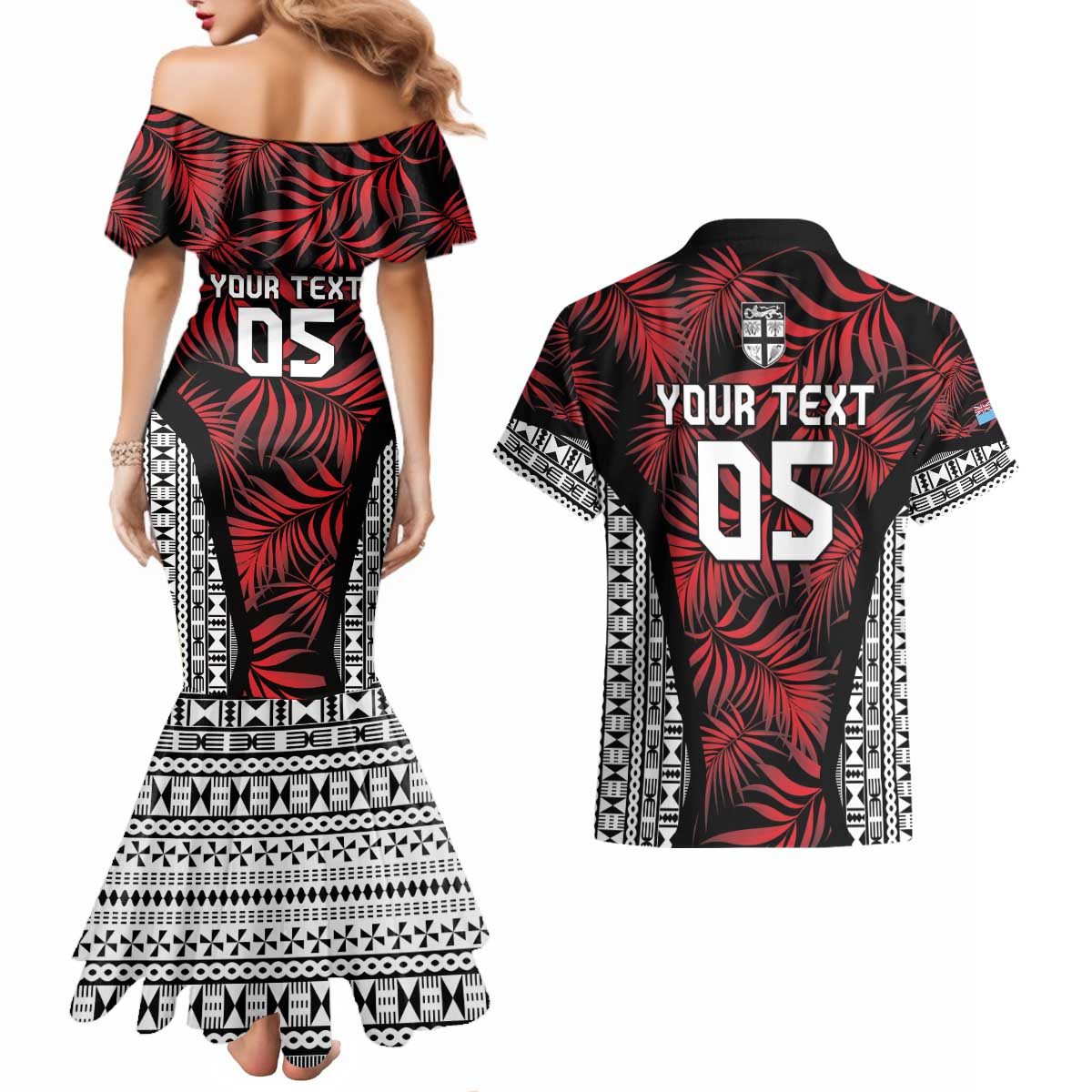 Custom Flying Fijians Rugby 2024 Pacific Couples Matching Mermaid Dress and Hawaiian Shirt Go Fiji LT05 - Polynesian Pride