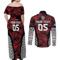 Custom Flying Fijians Rugby 2024 Pacific Couples Matching Off Shoulder Maxi Dress and Long Sleeve Button Shirt Go Fiji LT05 - Polynesian Pride