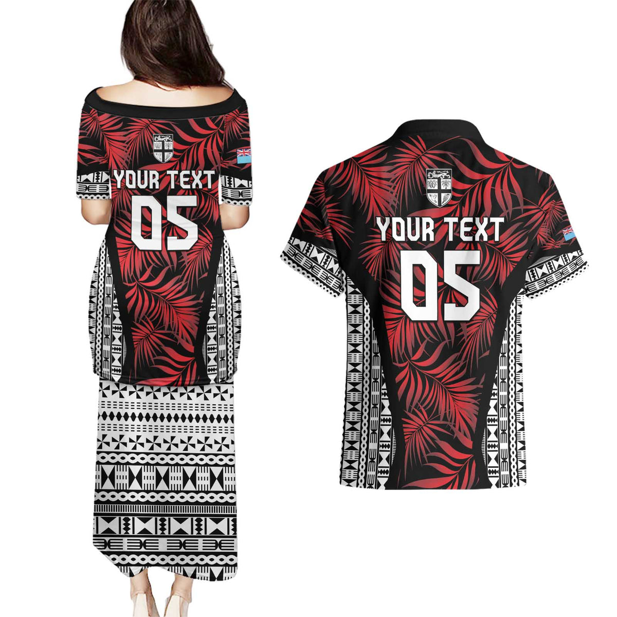 Custom Flying Fijians Rugby 2024 Pacific Couples Matching Puletasi and Hawaiian Shirt Go Fiji LT05 - Polynesian Pride