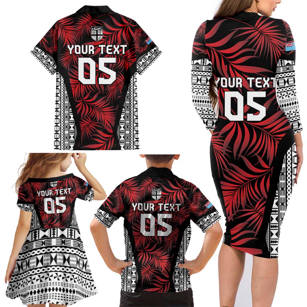 Custom Flying Fijians Rugby 2024 Pacific Family Matching Long Sleeve Bodycon Dress and Hawaiian Shirt Go Fiji LT05 - Polynesian Pride
