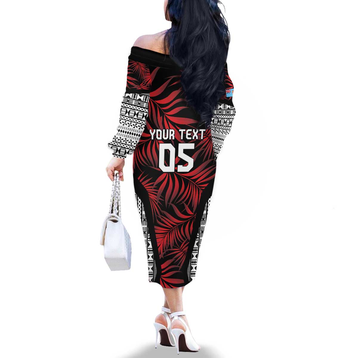 Custom Flying Fijians Rugby 2024 Pacific Family Matching Off The Shoulder Long Sleeve Dress and Hawaiian Shirt Go Fiji LT05 - Polynesian Pride