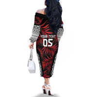 Custom Flying Fijians Rugby 2024 Pacific Family Matching Off The Shoulder Long Sleeve Dress and Hawaiian Shirt Go Fiji LT05 - Polynesian Pride