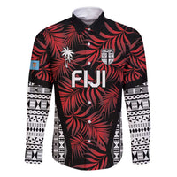 Custom Flying Fijians Rugby 2024 Pacific Family Matching Off Shoulder Maxi Dress and Hawaiian Shirt Go Fiji LT05 Dad's Shirt - Long Sleeve Black - Polynesian Pride