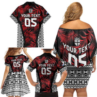 Custom Flying Fijians Rugby 2024 Pacific Family Matching Off Shoulder Short Dress and Hawaiian Shirt Go Fiji LT05 - Polynesian Pride