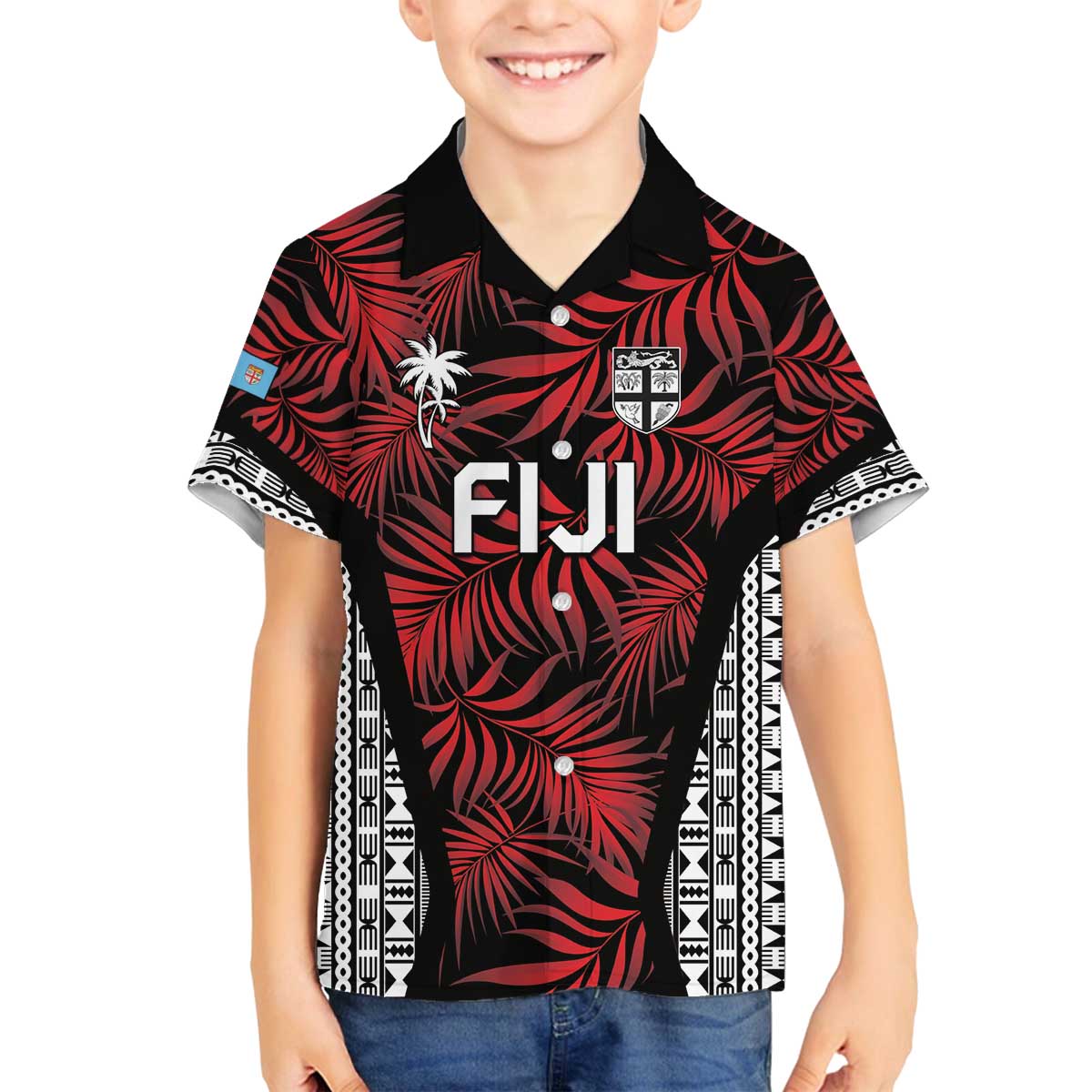Custom Flying Fijians Rugby 2024 Pacific Family Matching Puletasi and Hawaiian Shirt Go Fiji LT05 Son's Shirt Black - Polynesian Pride