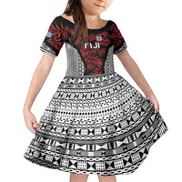Custom Flying Fijians Rugby 2024 Pacific Family Matching Summer Maxi Dress and Hawaiian Shirt Go Fiji LT05 Daughter's Dress Black - Polynesian Pride