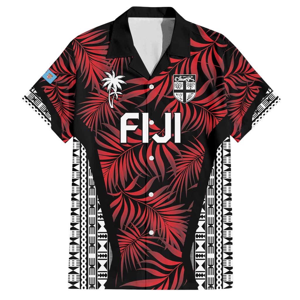 Custom Flying Fijians Rugby 2024 Pacific Family Matching Summer Maxi Dress and Hawaiian Shirt Go Fiji LT05 Dad's Shirt - Short Sleeve Black - Polynesian Pride