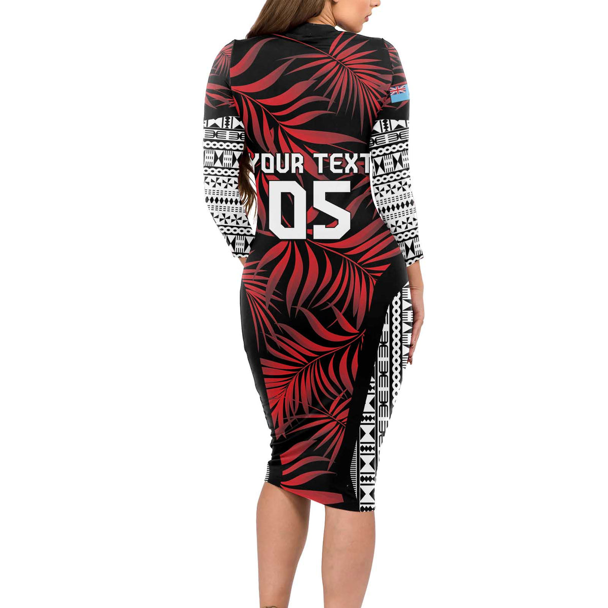 Custom Flying Fijians Rugby 2024 Pacific Long Sleeve Bodycon Dress Go Fiji LT05 - Polynesian Pride