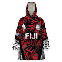 Custom Flying Fijians Rugby 2024 Pacific Wearable Blanket Hoodie Go Fiji LT05 One Size Black - Polynesian Pride
