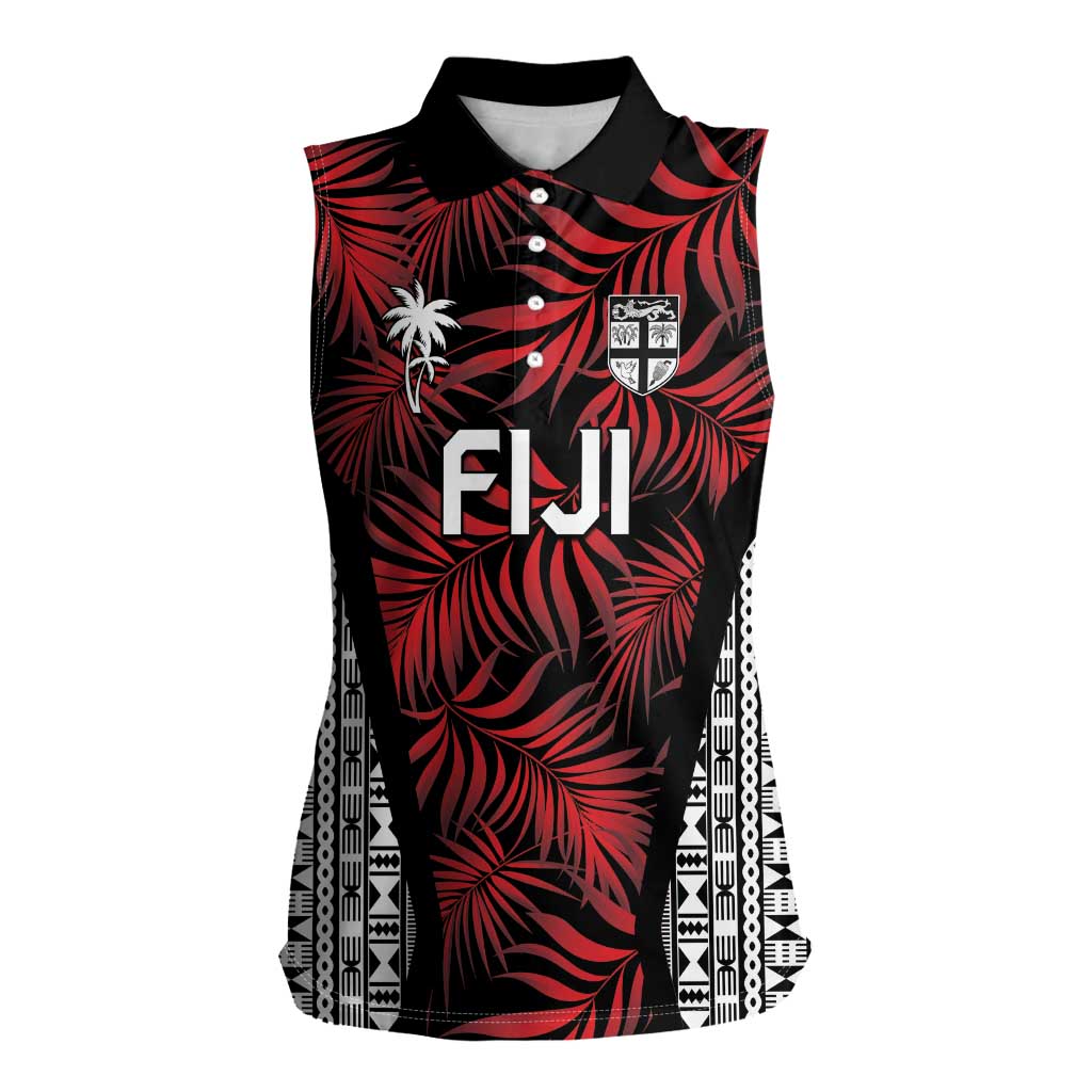 Custom Flying Fijians Rugby 2024 Pacific Women Sleeveless Polo Shirt Go Fiji LT05 Female Black - Polynesian Pride