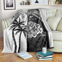 New Zealand And Fiji Rugby 2024 Blanket Maori Kiwi With Fijian Palm Tree LT05 Black - Polynesian Pride