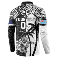 Custom New Zealand And Fiji Rugby 2024 Button Sweatshirt Maori Kiwi With Fijian Palm Tree LT05 - Polynesian Pride