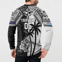 Custom New Zealand And Fiji Rugby 2024 Button Sweatshirt Maori Kiwi With Fijian Palm Tree LT05 - Polynesian Pride