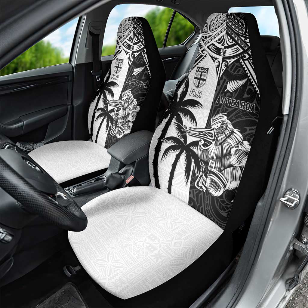 New Zealand And Fiji Rugby 2024 Car Seat Cover Maori Kiwi With Fijian Palm Tree LT05 - Polynesian Pride