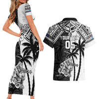 Custom New Zealand And Fiji Rugby 2024 Couples Matching Short Sleeve Bodycon Dress and Hawaiian Shirt Maori Kiwi With Fijian Palm Tree LT05 - Polynesian Pride