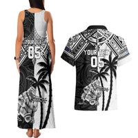 Custom New Zealand And Fiji Rugby 2024 Couples Matching Tank Maxi Dress and Hawaiian Shirt Maori Kiwi With Fijian Palm Tree LT05 - Polynesian Pride