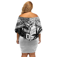 Custom New Zealand And Fiji Rugby 2024 Family Matching Off Shoulder Short Dress and Hawaiian Shirt Maori Kiwi With Fijian Palm Tree LT05 - Polynesian Pride
