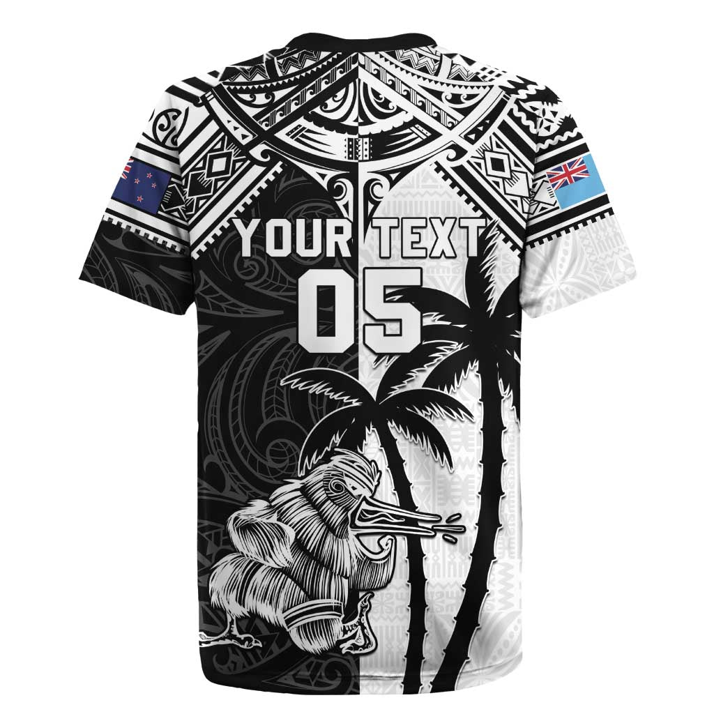 Custom New Zealand And Fiji Rugby 2024 Rugby Jersey Maori Kiwi With Fijian Palm Tree LT05 - Polynesian Pride