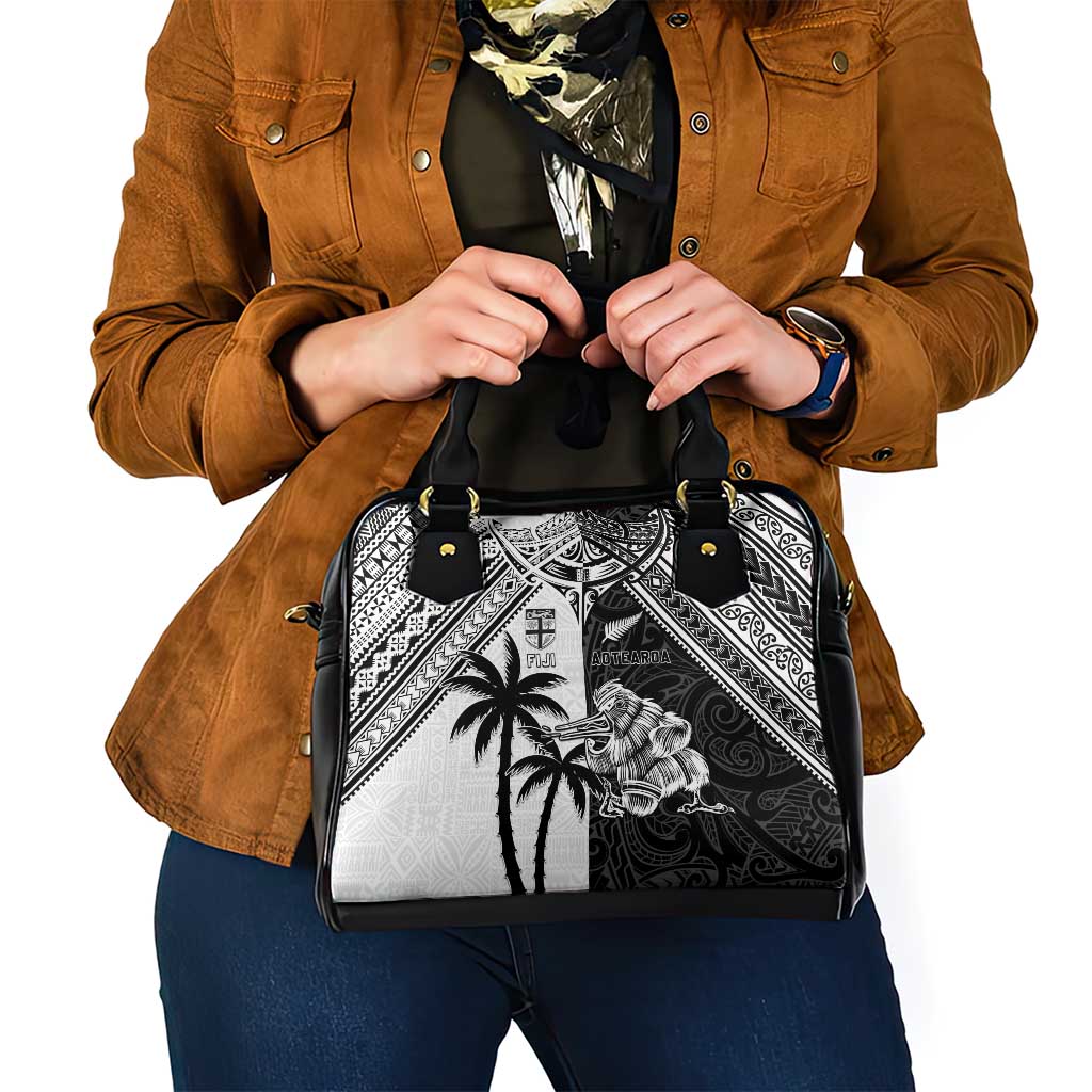 New Zealand And Fiji Rugby 2024 Shoulder Handbag Maori Kiwi With Fijian Palm Tree LT05 - Polynesian Pride