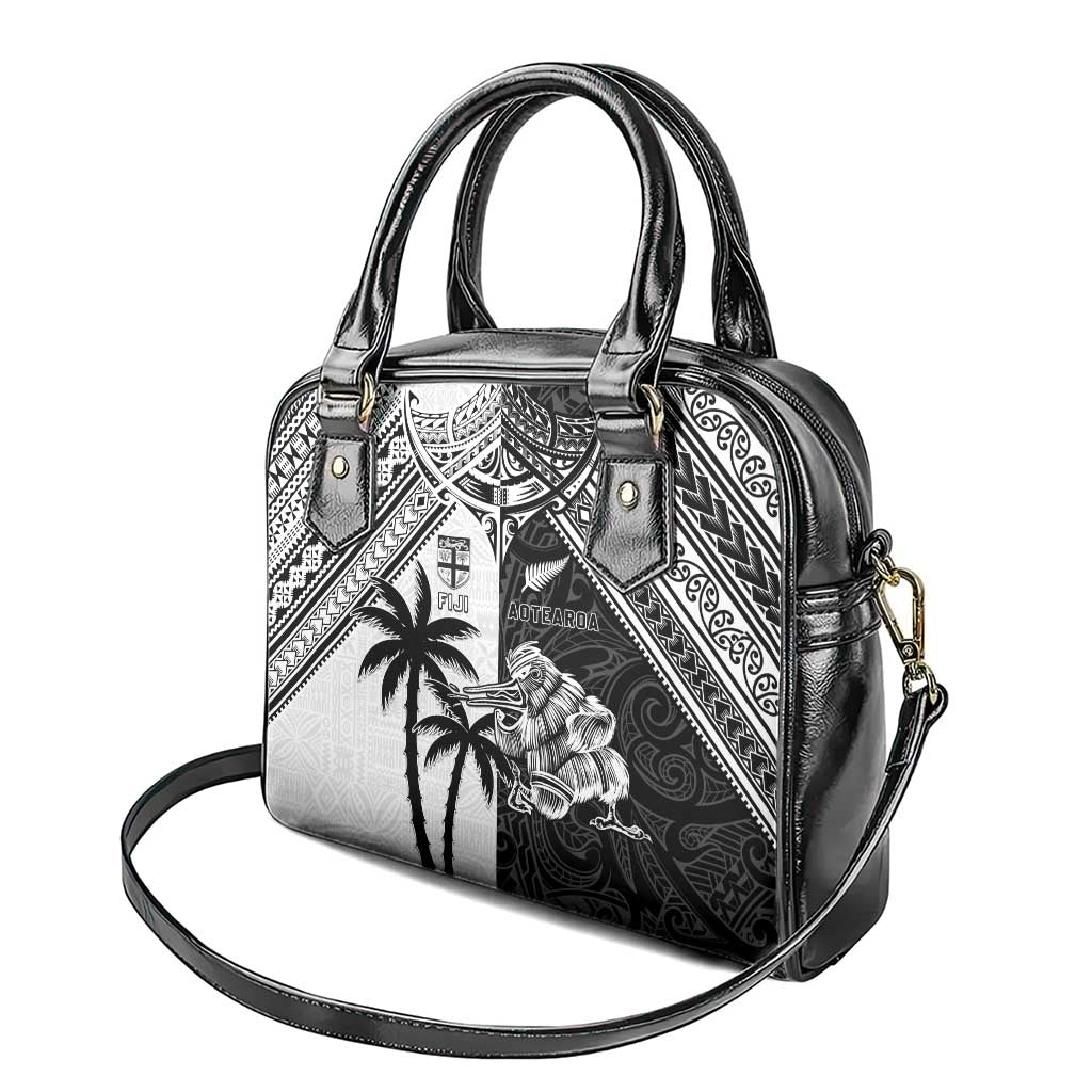 New Zealand And Fiji Rugby 2024 Shoulder Handbag Maori Kiwi With Fijian Palm Tree LT05 - Polynesian Pride