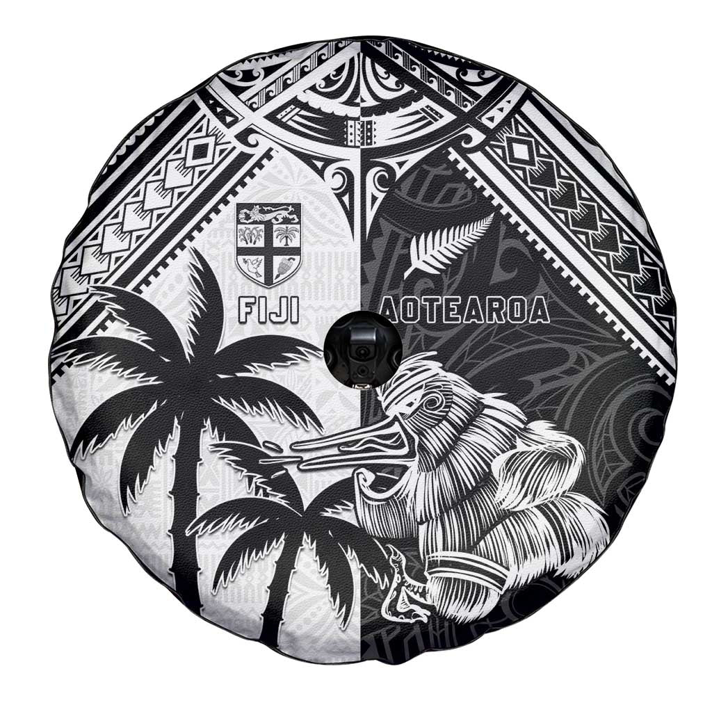 New Zealand And Fiji Rugby 2024 Spare Tire Cover Maori Kiwi With Fijian Palm Tree LT05 - Polynesian Pride