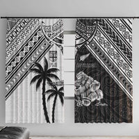 New Zealand And Fiji Rugby 2024 Window Curtain Maori Kiwi With Fijian Palm Tree LT05 With Hooks Black - Polynesian Pride