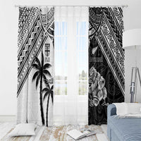 New Zealand And Fiji Rugby 2024 Window Curtain Maori Kiwi With Fijian Palm Tree LT05 - Polynesian Pride