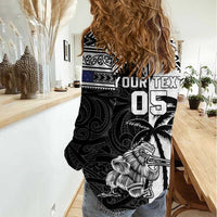 Custom New Zealand And Fiji Rugby 2024 Women Casual Shirt Maori Kiwi With Fijian Palm Tree LT05 - Polynesian Pride