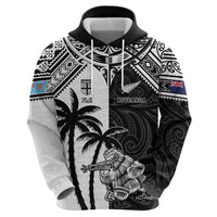 Custom New Zealand And Fiji Rugby 2024 Zip Hoodie Maori Kiwi With Fijian Palm Tree LT05 - Polynesian Pride