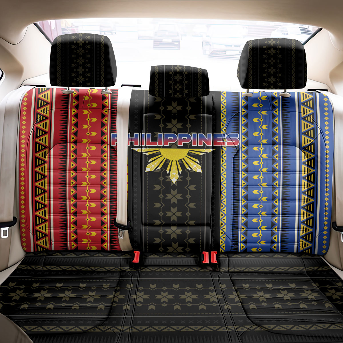 Philippines Filipinos Back Car Seat Cover Igorot Tribal Inspiration Pattern Style LT05 - Polynesian Pride