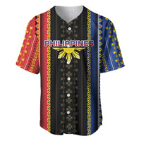 Personalised Philippines Filipinos Baseball Jersey Igorot Tribal Inspiration Pattern Style LT05 Black - Polynesian Pride