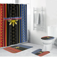 Philippines Filipinos Bathroom Set Igorot Tribal Inspiration Pattern Style LT05 Bathroom Set (4 pcs) Black - Polynesian Pride