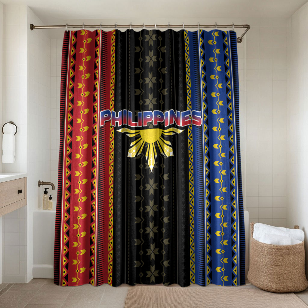 Philippines Filipinos Bathroom Set Igorot Tribal Inspiration Pattern Style LT05 Shower Curtain Only Black - Polynesian Pride
