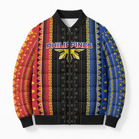 Personalised Philippines Filipinos Bomber Puffer Jacket Igorot Tribal Inspiration Pattern Style LT05 Unisex Black - Polynesian Pride