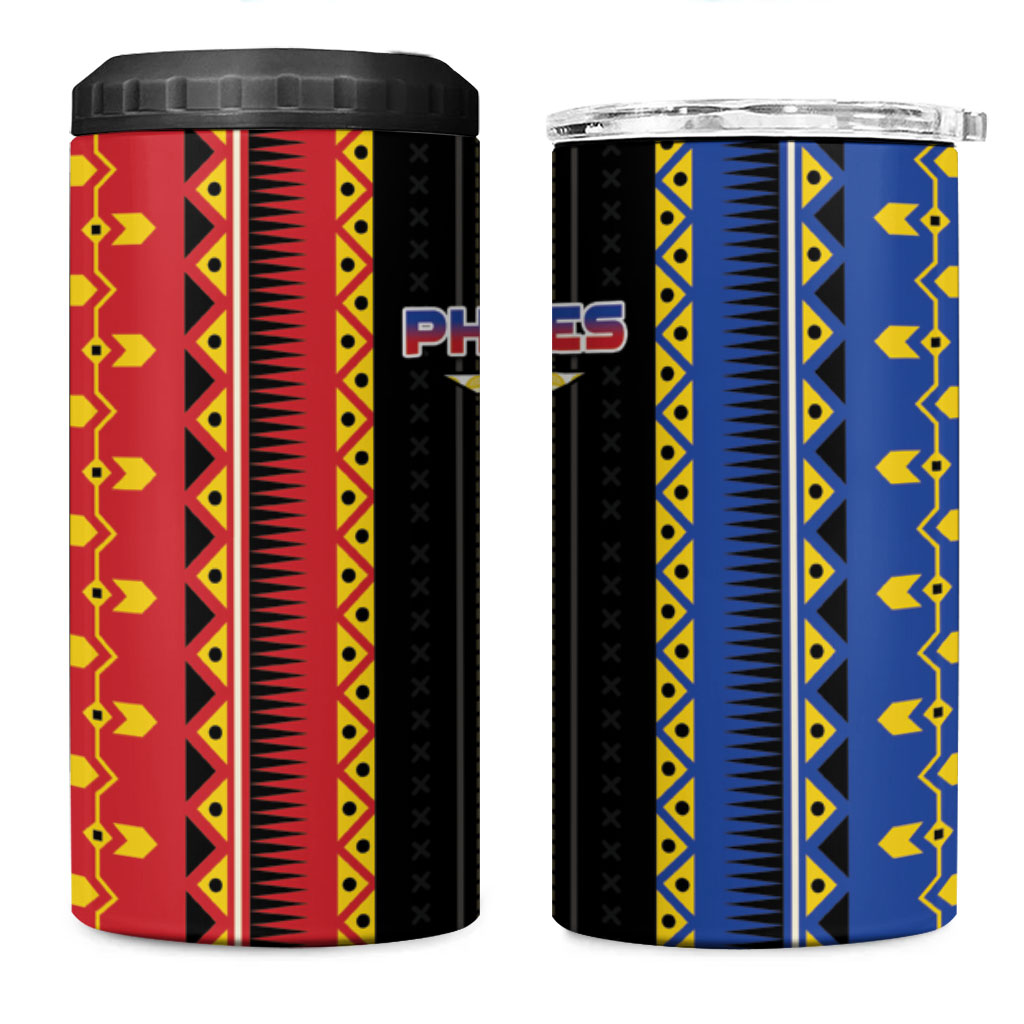 Philippines Filipinos 4 in 1 Can Cooler Tumbler Igorot Tribal Inspiration Pattern Style LT05 One Size: 16 oz Black - Polynesian Pride