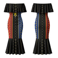 Personalised Philippines Filipinos Couples Matching Mermaid Dress and Long Sleeve Button Shirt Igorot Tribal Inspiration Pattern Style LT05 - Polynesian Pride