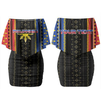 Personalised Philippines Filipinos Couples Matching Off Shoulder Short Dress and Long Sleeve Button Shirt Igorot Tribal Inspiration Pattern Style LT05 - Polynesian Pride