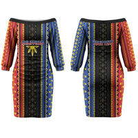Personalised Philippines Filipinos Couples Matching Off The Shoulder Long Sleeve Dress and Hawaiian Shirt Igorot Tribal Inspiration Pattern Style LT05 - Polynesian Pride