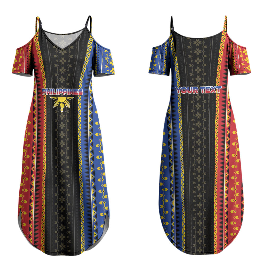 Personalised Philippines Filipinos Couples Matching Summer Maxi Dress and Hawaiian Shirt Igorot Tribal Inspiration Pattern Style LT05 - Polynesian Pride