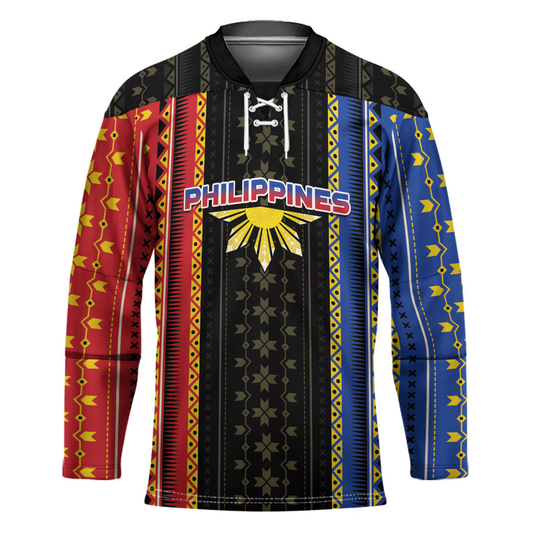 Personalised Philippines Filipinos Hockey Jersey Igorot Tribal Inspiration Pattern Style LT05 Unisex Black - Polynesian Pride