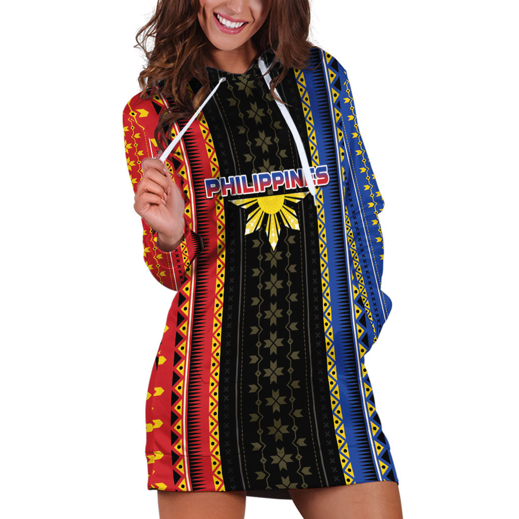 Personalised Philippines Filipinos Hoodie Dress Igorot Tribal Inspiration Pattern Style LT05 Black - Polynesian Pride