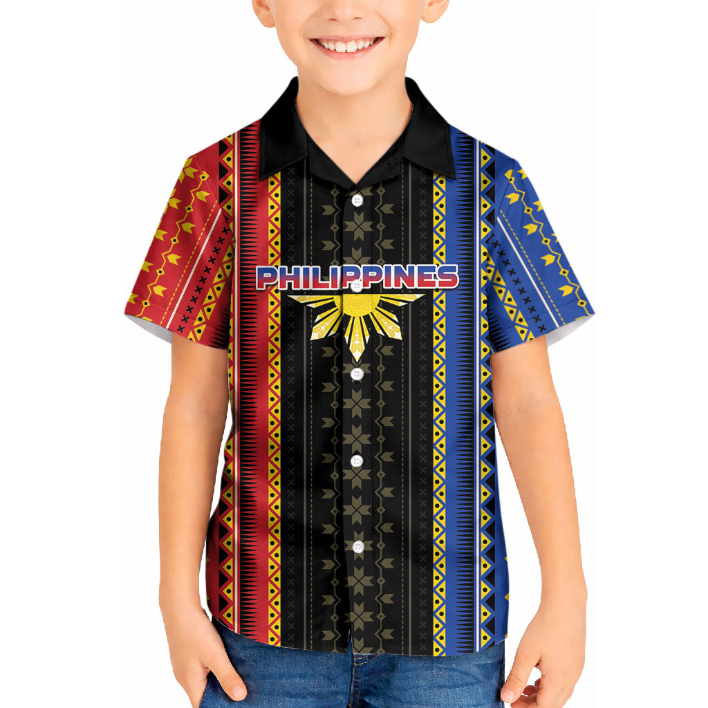 Personalised Philippines Filipinos Kid Hawaiian Shirt Igorot Tribal Inspiration Pattern Style LT05 Kid Black - Polynesian Pride