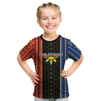 Personalised Philippines Filipinos Kid T Shirt Igorot Tribal Inspiration Pattern Style LT05 Black - Polynesian Pride